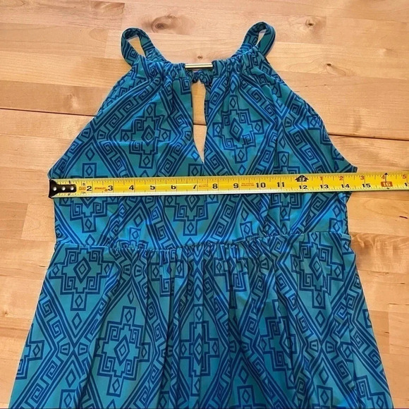 Apt 9 Womens Dress XS Sleeveless Maxi Blue Aztec Tribal Print Keyhole Neck - Picture 8 of 11
